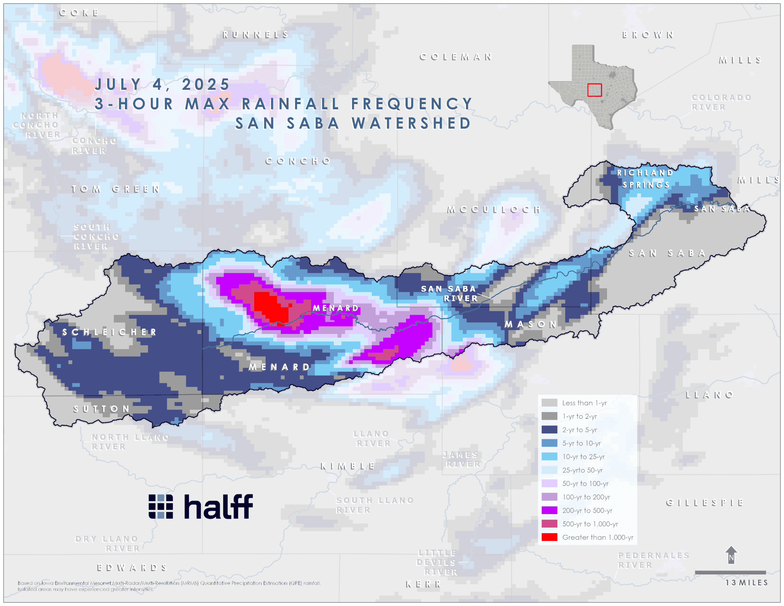 San-Saba-3-hr-Rainfall-Frequency-July-4th-2025-Halff